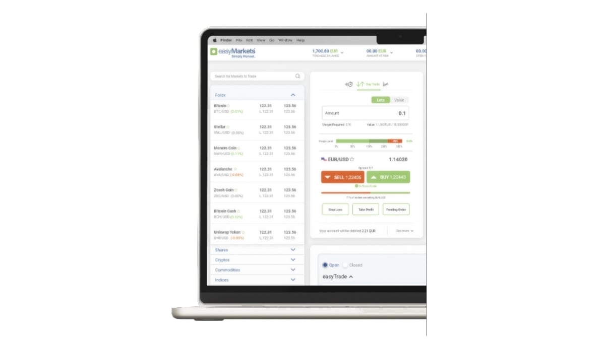 easyMarkets CFDs 2026 mit Forex, Metallen, Rohstoffen, Indizes, Aktien und Kryptos