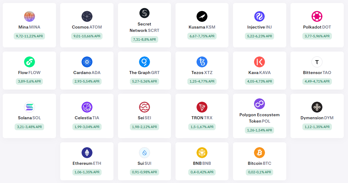 Kraken Staking Krypto Auswahl