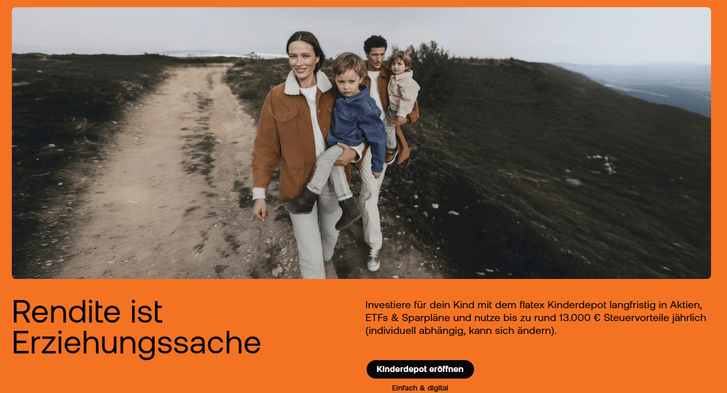 flatex Gemeinschaftsdepot und Kinderdepot 2026 für Paare und Familien