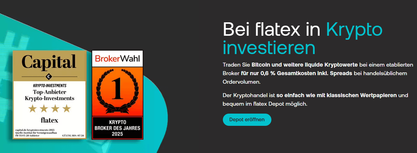  flatex Krypto 2026 mit 20 Coins, Verwahrung bei Tangany und Krypto-ETNs