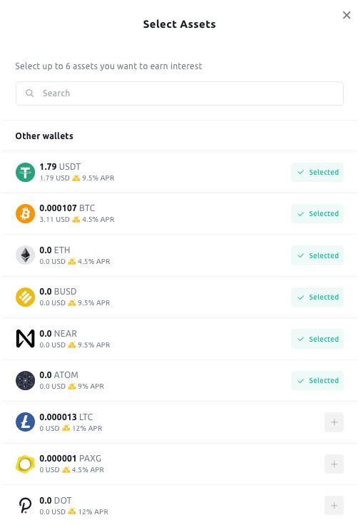 Vermögenswerte bei YouHodler