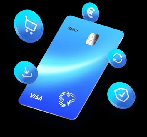 YouHodler Crypto Card mit Hinweisen auf Cashback und keine Jahresgebühr für aktive Nutzer