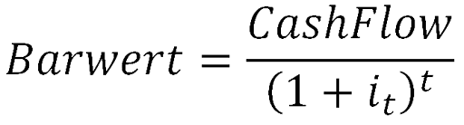 Formel fuer den Barwert des projizierten Cashflows