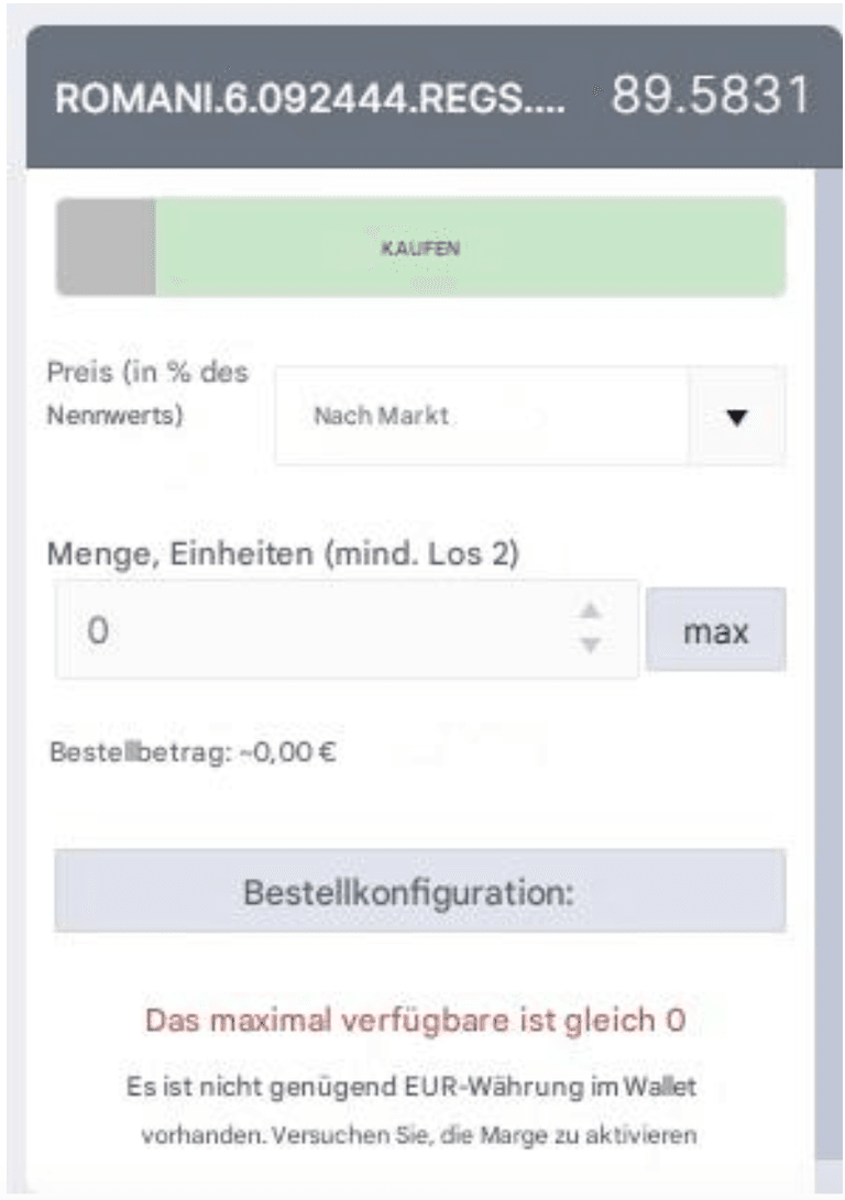 Kauforder Staatsanleihe Freedom24