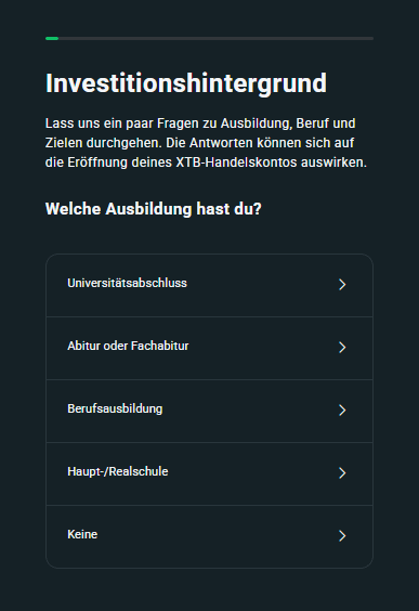 eignungstest xtb invesitionshintergrund