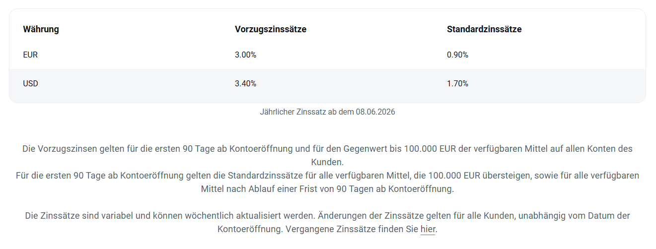 XTB Tagesgeld 2026 — 3,00 % Aktionszins auf EUR-Guthaben in der xStation 5 Plattform