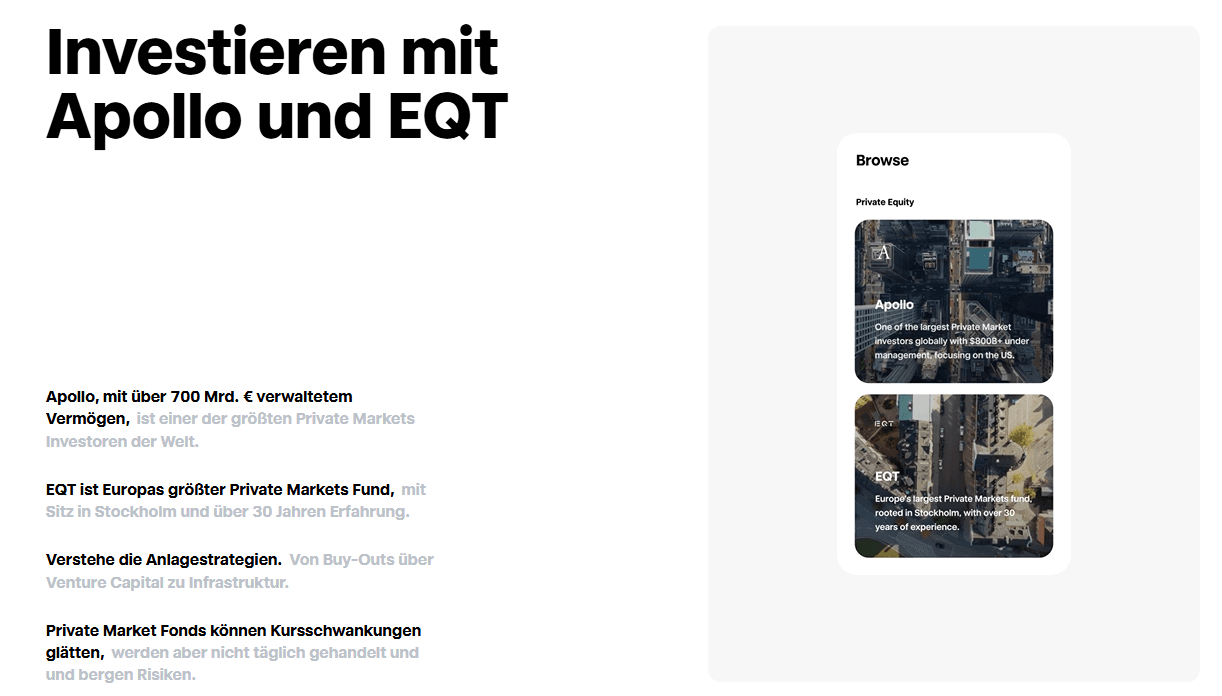 Trade Republic Private Markets: Zugang zu Apollo und EQT in der App