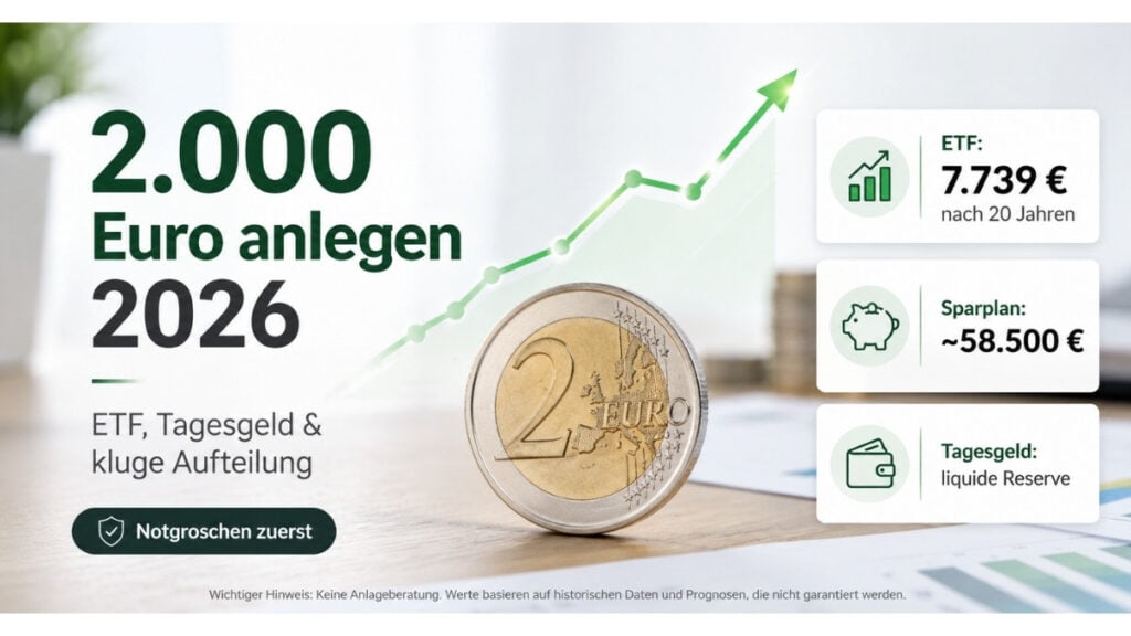 2.000 Euro anlegen 2026 mit ETF Tagesgeld und Zinseszins Strategie
