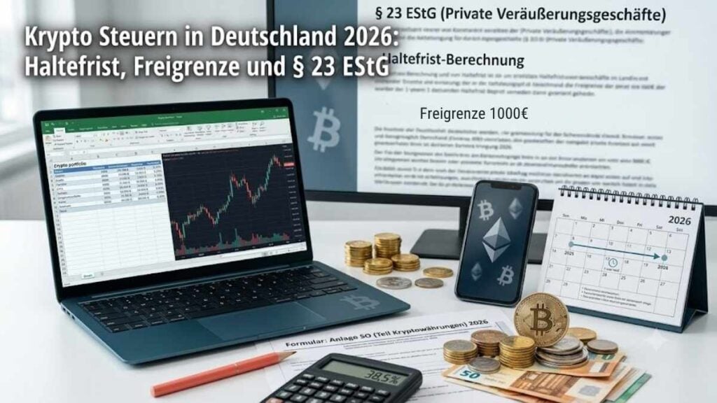 Krypto Steuern Deutschland 2026 — Haltefrist, Freigrenze und § 23 EStG erklärt
