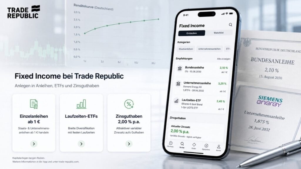 Trade Republic Anleihen 2026 — Einzelanleihen und Laufzeiten-ETFs ab 1 Euro über LS Exchange