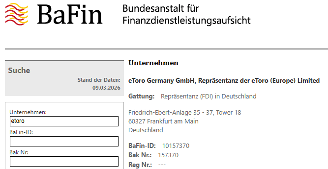 eToro BaFin Regulierung in Deutschland