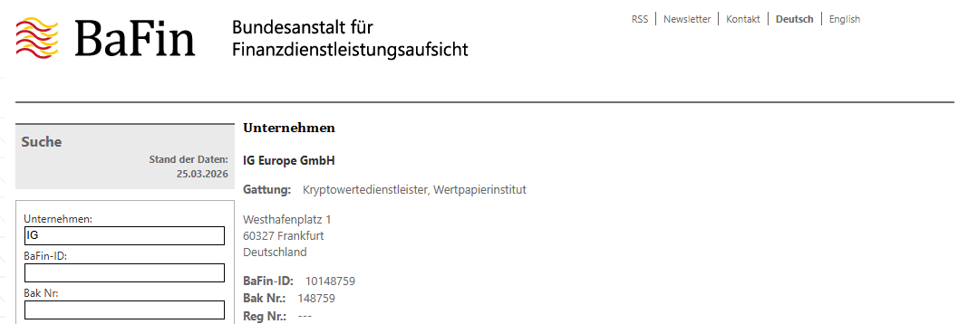 Regulierung von IG in der BaFin
