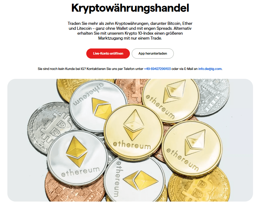 Krypto CFDs beim IG Markets