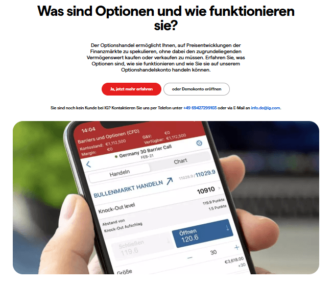 Vanilla Optionen beim IG Markets