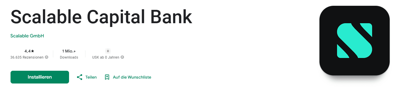Scalable Capital Bewertungen in der Play Store