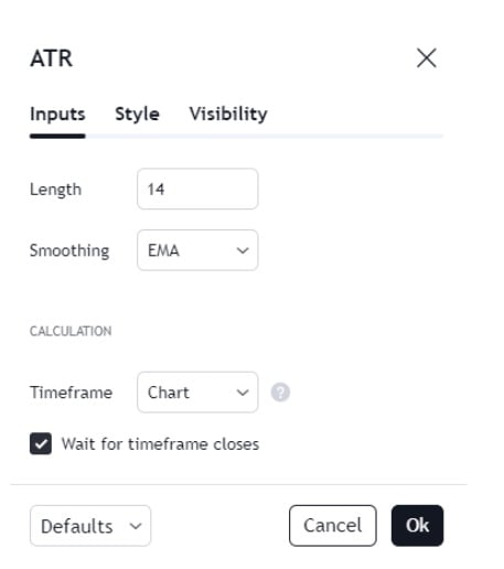 Paar GBPAUD mit Verwendung des ATR