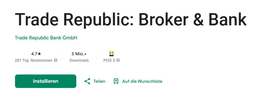 Trade Republic Play Store Bewertungen