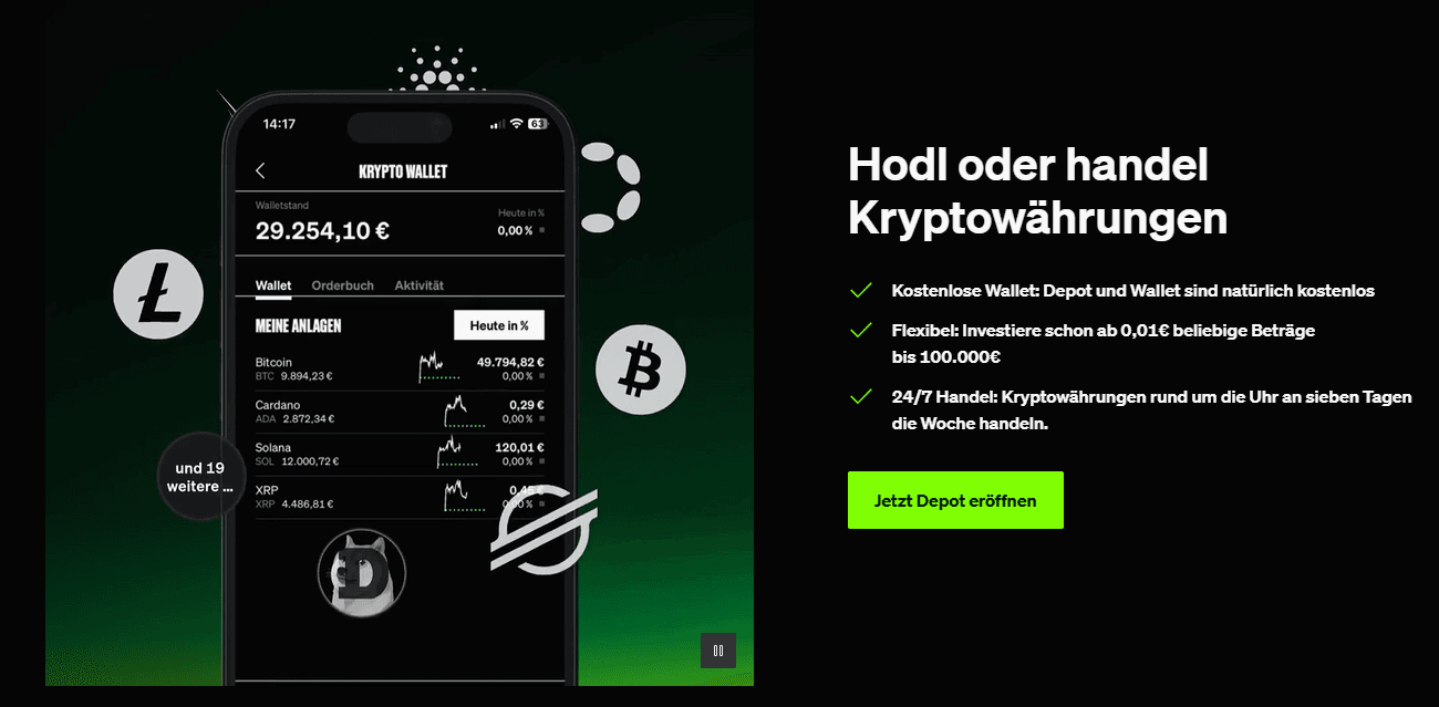 Smartbroker+ Krypto-Handel – Bitcoin, Ethereum und weitere Kryptowährungen direkt im Depot handeln