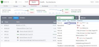 Schritt 3: Tesla-Aktie suchen