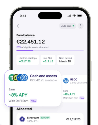 Kraken App: Portfolio öffnen und Earn auswählen