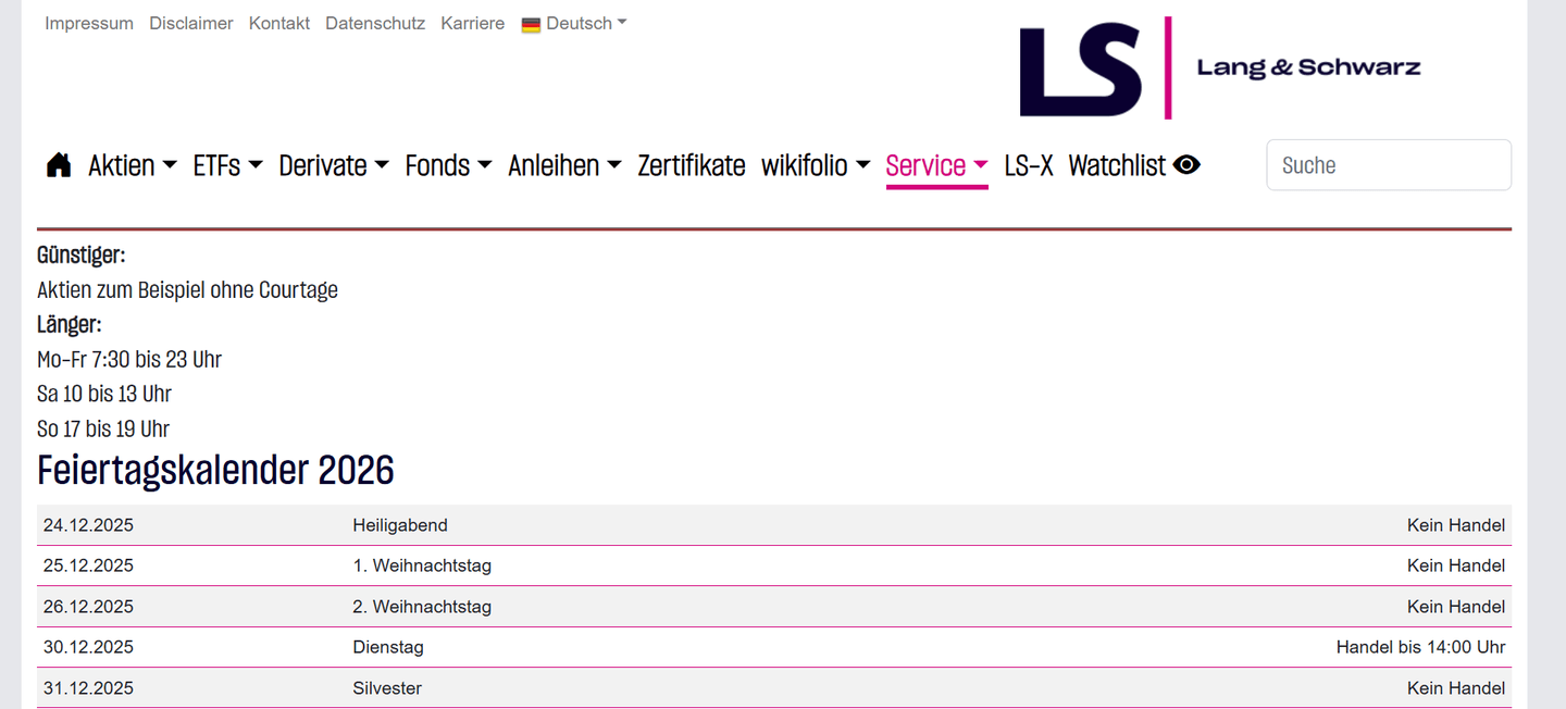 Trade Republic Handelszeiten 2026 — LS Exchange 07:30 bis 23:00 Uhr, Haupthandelszeit 09:00 bis 17:30 Uhr