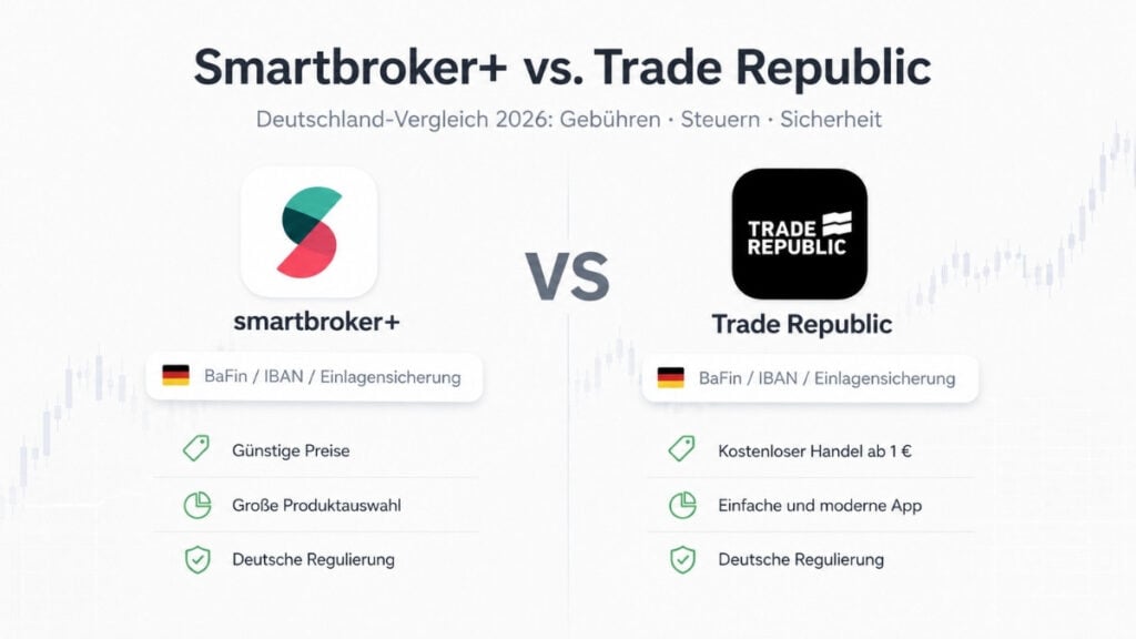 Smartbroker+ vs. Trade Republic 2026 — direkter Vergleich von Kosten, Produkten, Zinsen und Regulierung